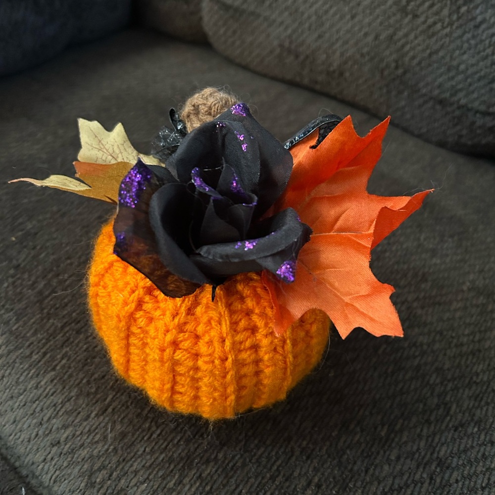 Handmade Orange Knit Pumpkin Decor - Picture 4 of 4